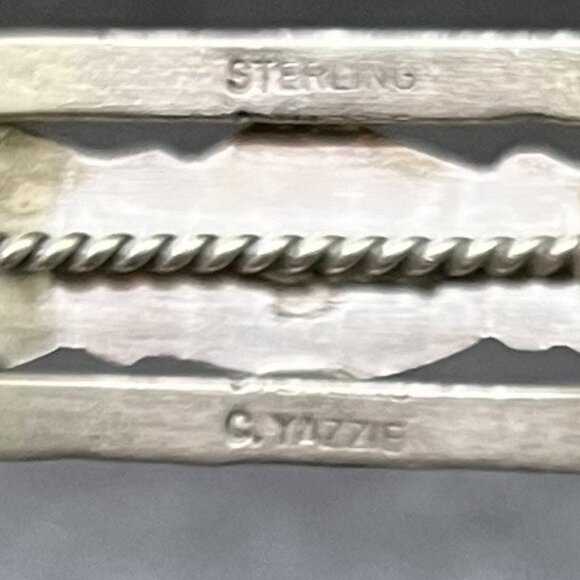 C. Yazzie Navajo Sterling Silver Open Cuff Bracelet with Five Turquoise Nuggets - Picture 8 of 10